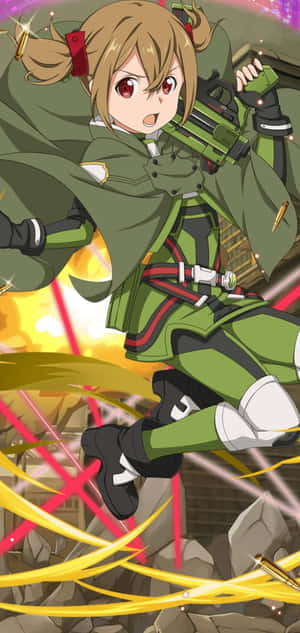 Silica And Her Dragon Pina In Sword Art Online Wallpaper