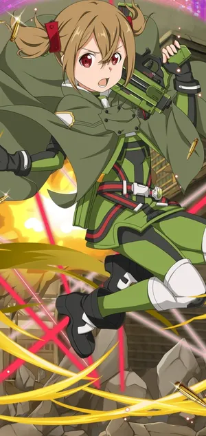 Silica And Her Dragon Pina In Sword Art Online Wallpaper