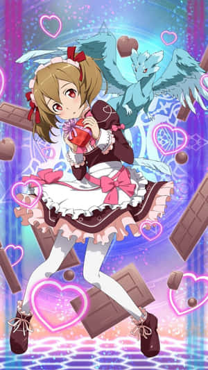 Silica From Sword Art Online With Her Dragon Pina Wallpaper