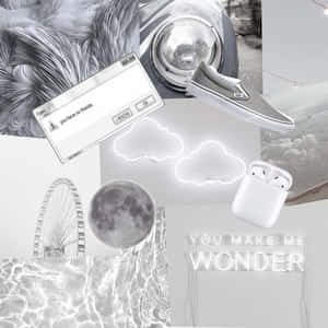 Silver Aesthetic Collage Wonder Wallpaper