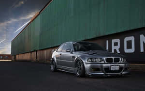 Silver B M W E46 M3 Industrial Backdrop Wallpaper