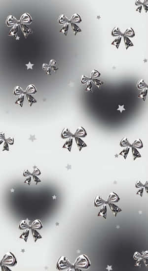 Silver Bows And Stars Wallpaper