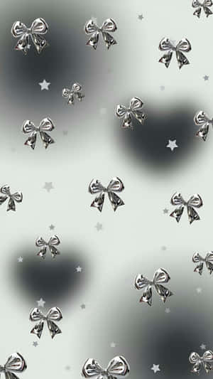 Silver Cute Bow Pattern Wallpaper