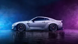 Silver G T R Neon Glow Wallpaper