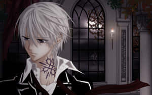 Silver Haired Anime Boy Gothic Background Wallpaper