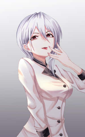 Silver Haired Anime Girl Smiling Wallpaper