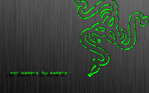 Silver Razer Pc Logo And Slogan Wallpaper