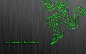 Silver Razer Pc Logo And Slogan Wallpaper