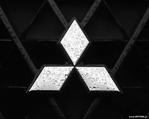Silver Shining Wet Mitsubishi Logo Wallpaper