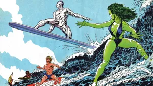 Silver Surfer Meets She Hulk Wallpaper