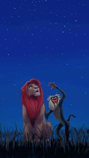 Simbaand Rafiki Night Sky Gazing Wallpaper