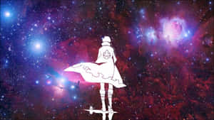 Simon Standing Tall With His Core Drill Against A Vibrant Backdrop In Gurren Lagann Wallpaper