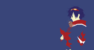 Simon Stands Tall In His Signature Outfit Surrounded By An Epic Spiral Of Power In The World Of Gurren Lagann. Wallpaper