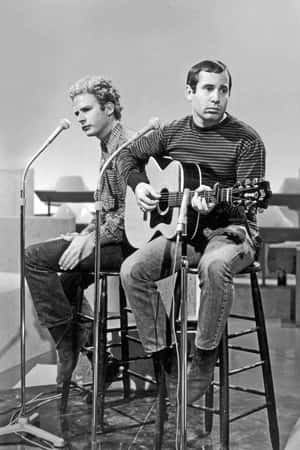 Simonand Garfunkel Performance Blackand White Wallpaper