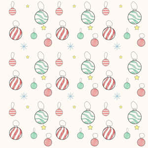 Simple Aesthetic Cute Christmas Red And Teal Baubles Wallpaper