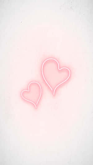 Simple Aesthetic Pink Neon Hearts Wallpaper