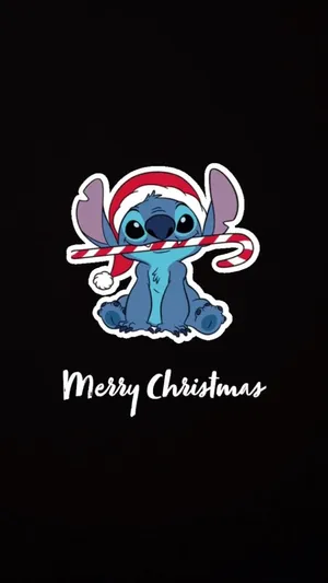 Simple Black Merry Christmas Stitch Wallpaper