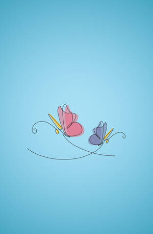 Simple Blue Aesthetic Butterfly Drawings Wallpaper