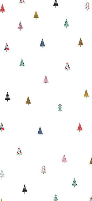 Simple Christmas Colorful Pine Trees Wallpaper