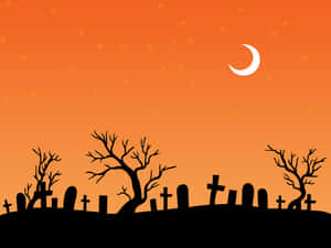 Simple Halloween Cemetery Art Wallpaper