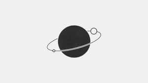 Simple Minimalist Black Planet White Moons Wallpaper