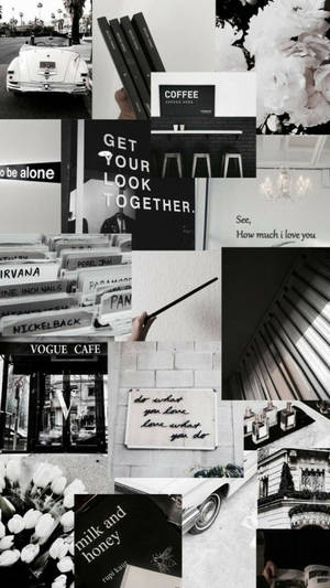 Simple Monochromatic E-girl Aesthetic Collage Wallpaper