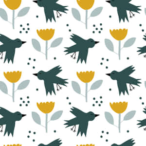 Simple Spring Flower And Birds Wallpaper