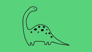 Simplified Dinosaur Illustration Green Background Wallpaper