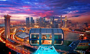 Singapore Flyer Cityscape Viewat Dusk Wallpaper