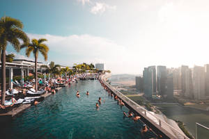 Singapore Rooftop Infinity Pool Wallpaper