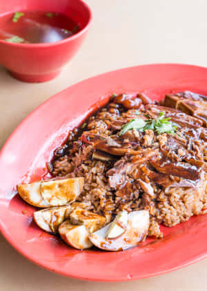 Singaporean Duck Rice Beautiful Plating Wallpaper