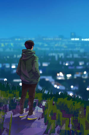 Single Boy Looking In The City Wallpaper