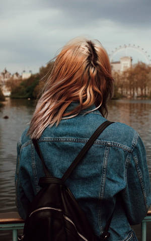 Single Girl At River Thames Wallpaper