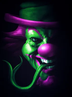 Sinister Green Clown Artwork Wallpaper