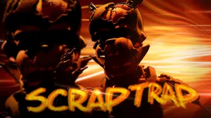 Sinister Scraptrap Figure Looming In The Shadows Wallpaper