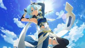 “sinon In Action: Ready To Take On Any Challenge” Wallpaper