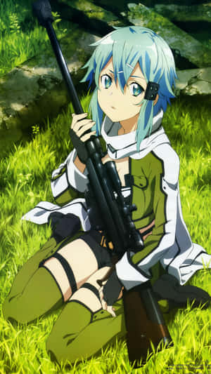 Sinon Ready To Take On Her Next Battle Wallpaper