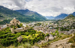 Sion Switzerland Historic Castle Valere Basilica Wallpaper