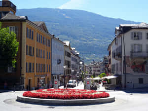 Sion Switzerland Sunny Street View Wallpaper