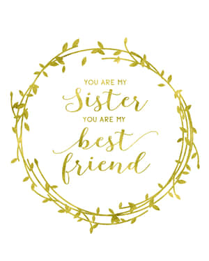 Sister Best Friend Golden Wreath Artwork Wallpaper