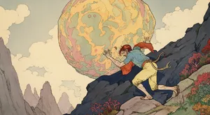 Sisyphus Eternal Struggle Artwork Wallpaper