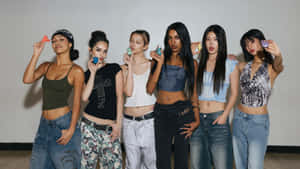 Six Diverse Women Casual Fashion Posing Wallpaper