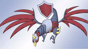 Skarmory On Silver Backdrop Wallpaper