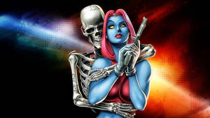 Skeleton Hugging Mystique Wallpaper