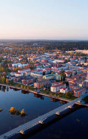 Skelleftea Aerial View Dusk Wallpaper