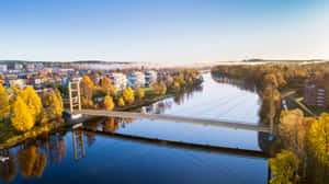 Skelleftea Autumn River View Wallpaper