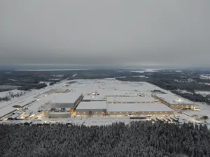 Skelleftea Industrial Complex Winter Dusk Wallpaper