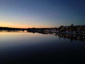 Skelleftea River Dusk Reflection Wallpaper