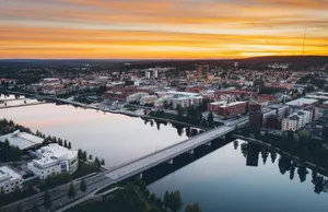 Skelleftea Sweden Sunset Aerial View Wallpaper