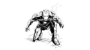 Sketch Iron Man Black And White Wallpaper